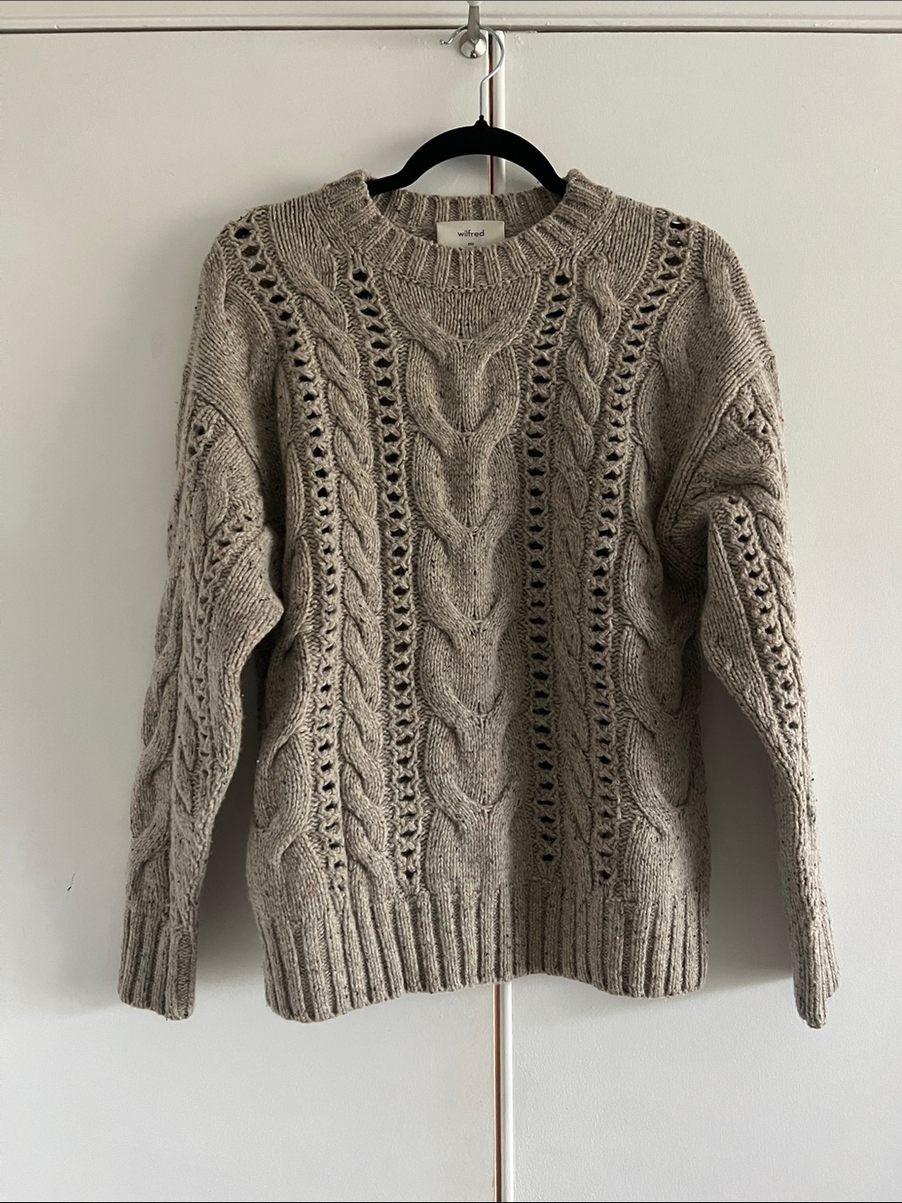 Aritzia Wilfred Wool Cable Knit Sweater - Beige